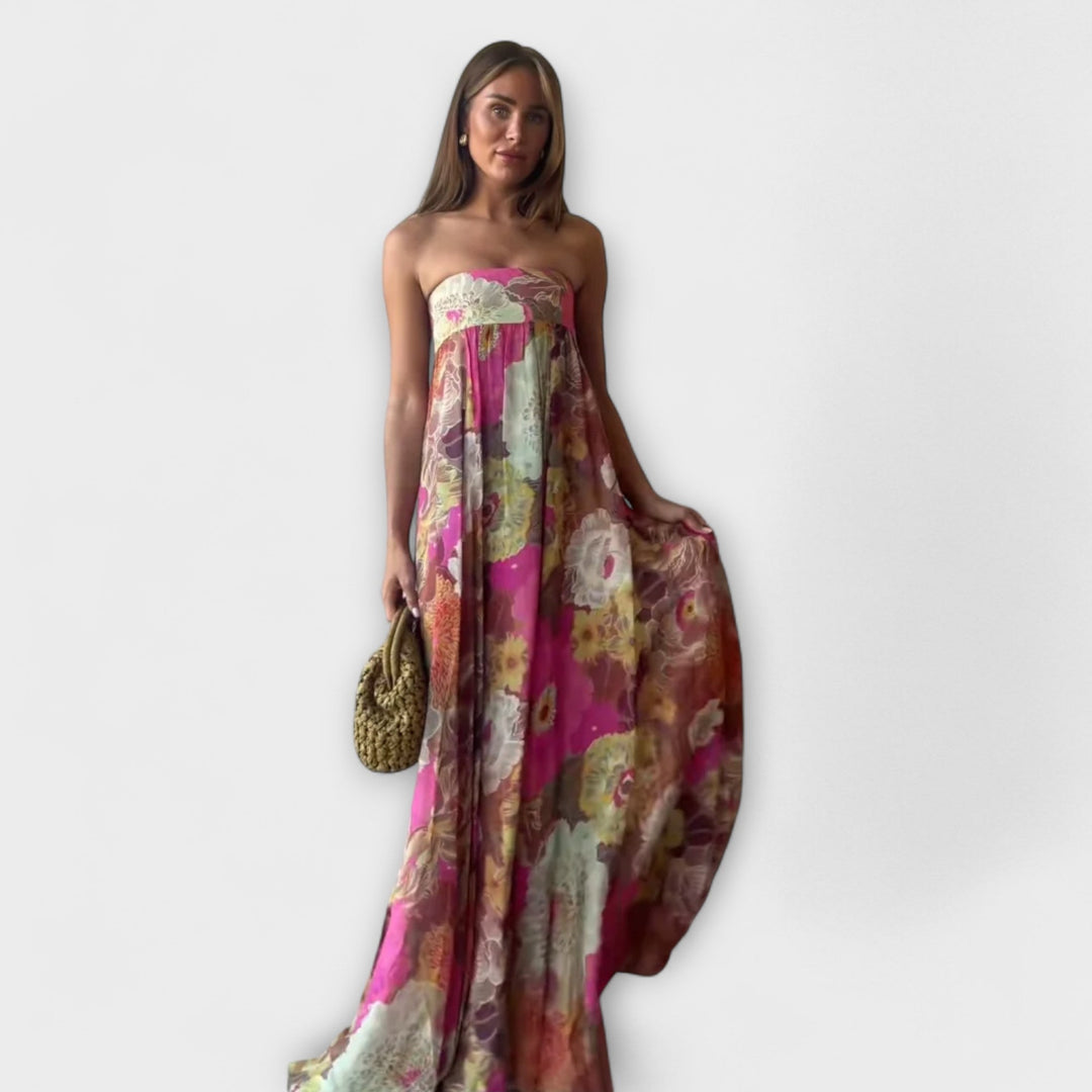 Mode Lumiére™ Retro Sleeveless Pleated Maxi Dress