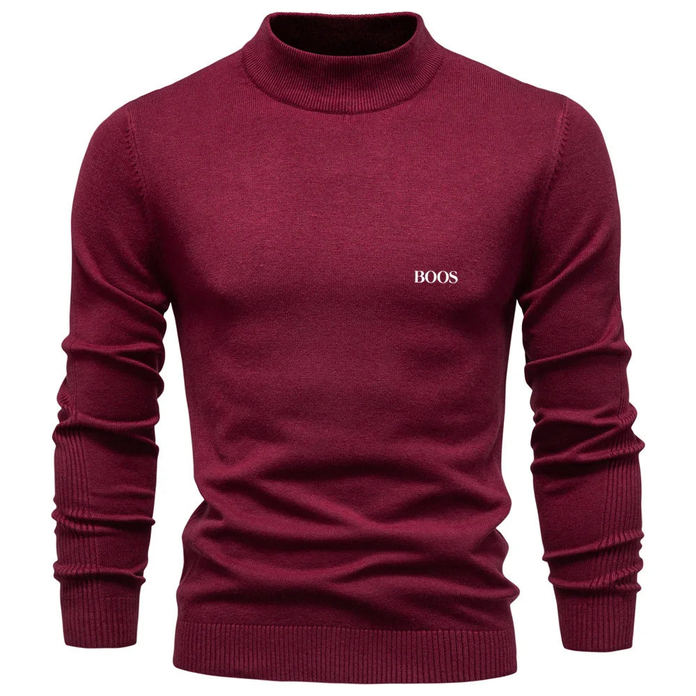Men's slim-fit mock neck sweater, elegant and comfortable