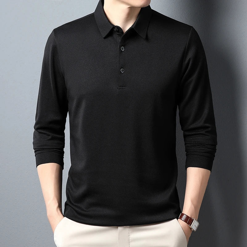LAURENT MONACO | MEN'S LONG-SLEEVED KNITTED POLO SHIRT