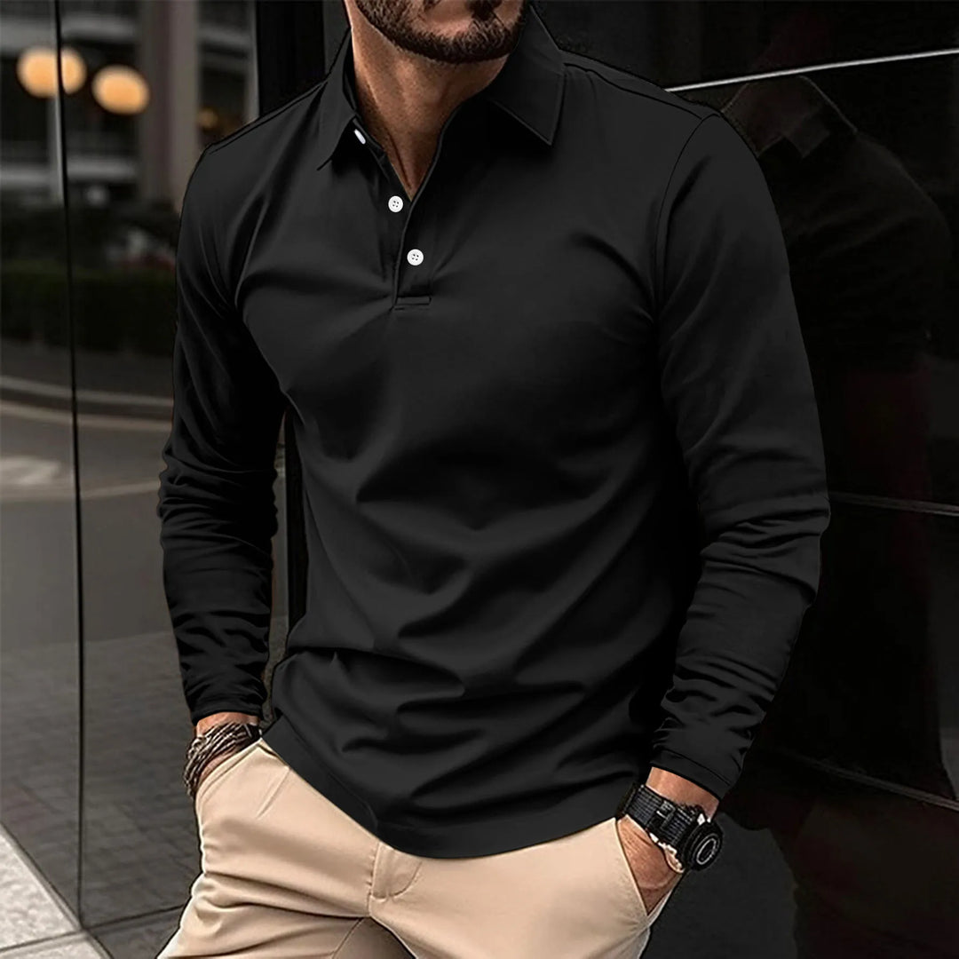 Casual long-sleeved polo shirt