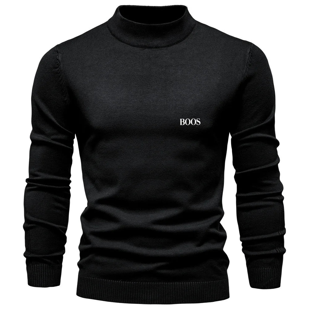 Men's slim-fit mock neck sweater, elegant and comfortable
