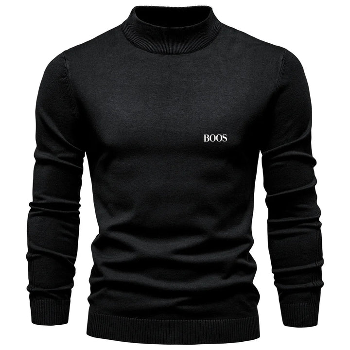 Men's slim-fit mock neck sweater, elegant and comfortable