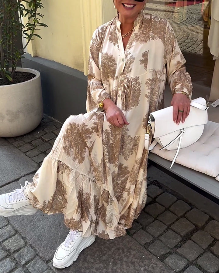 Giavanna | Printed Casual Flared Sleeve Maxi Dress