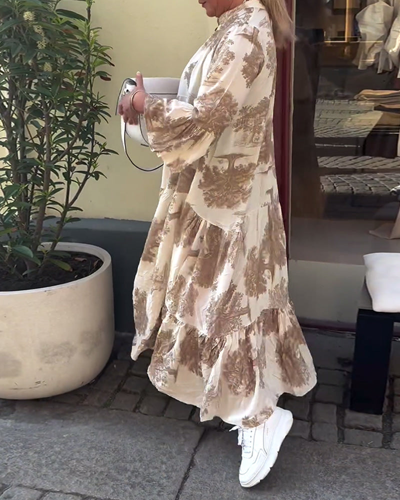 Giavanna | Printed Casual Flared Sleeve Maxi Dress