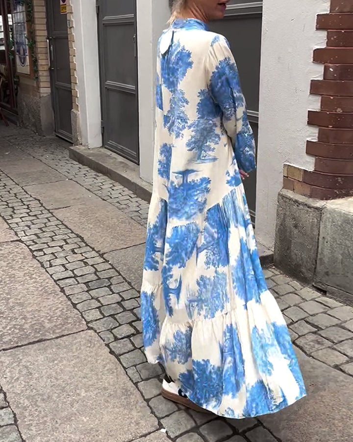 Giavanna | Printed Casual Flared Sleeve Maxi Dress