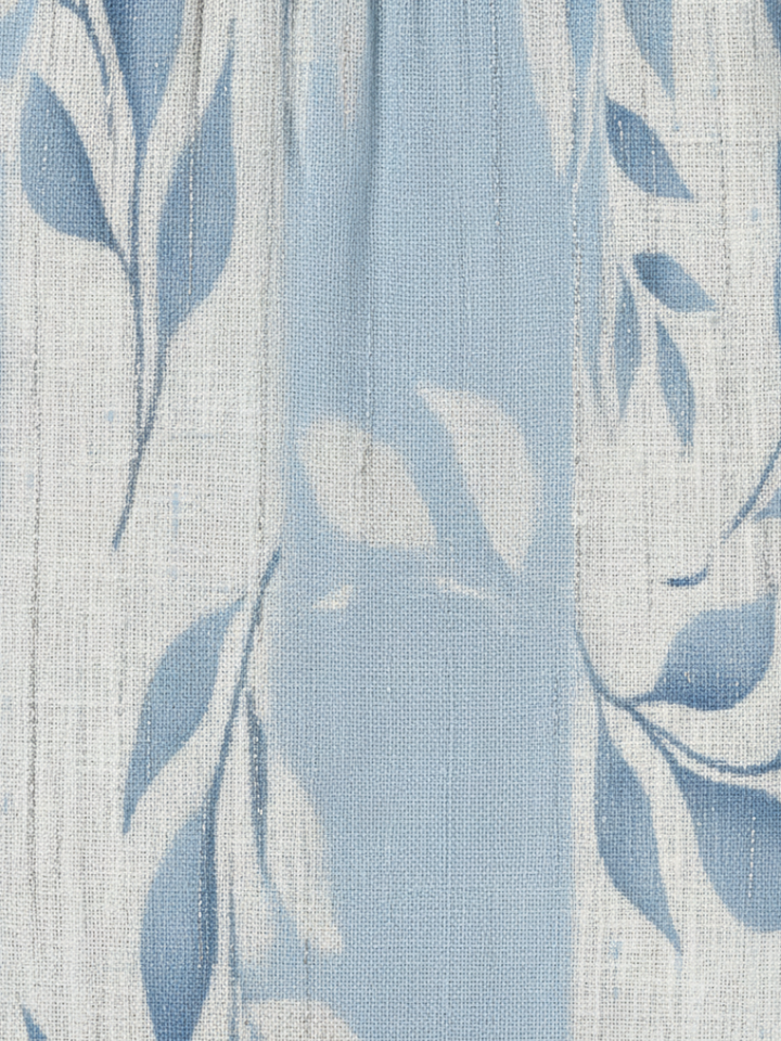 Solene | Blue Leaf Print Sleeveless Midi Dress