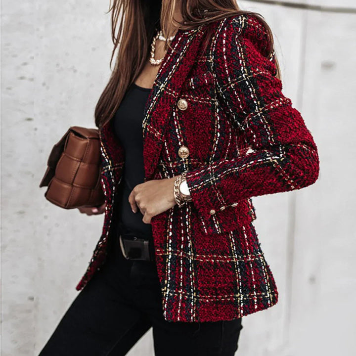 Women's Check Knit Blazer | Long Sleeve