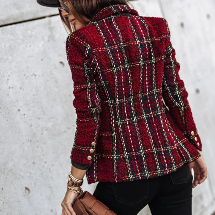 Women's Check Knit Blazer | Long Sleeve