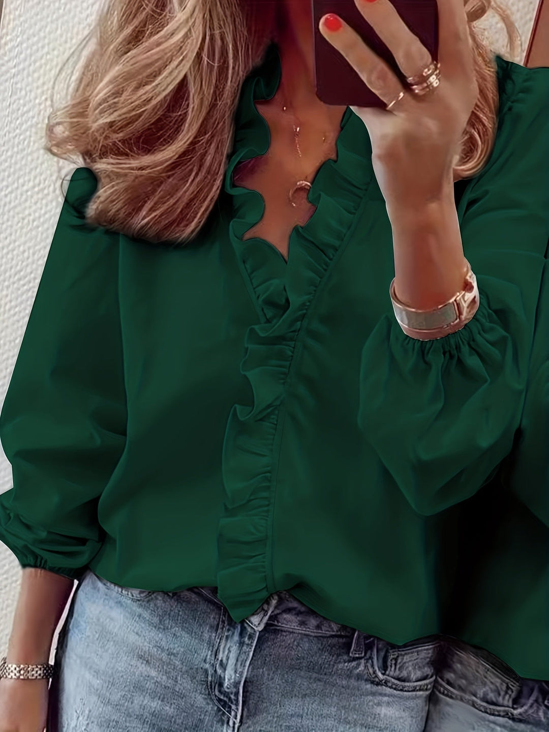 V-neck blouse - Scalloped trim and lightweight breathable fabric