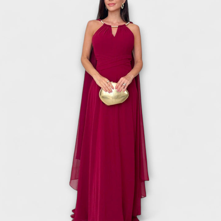 Mabel - Elegant Maxi Dresses with Cape and High Slit