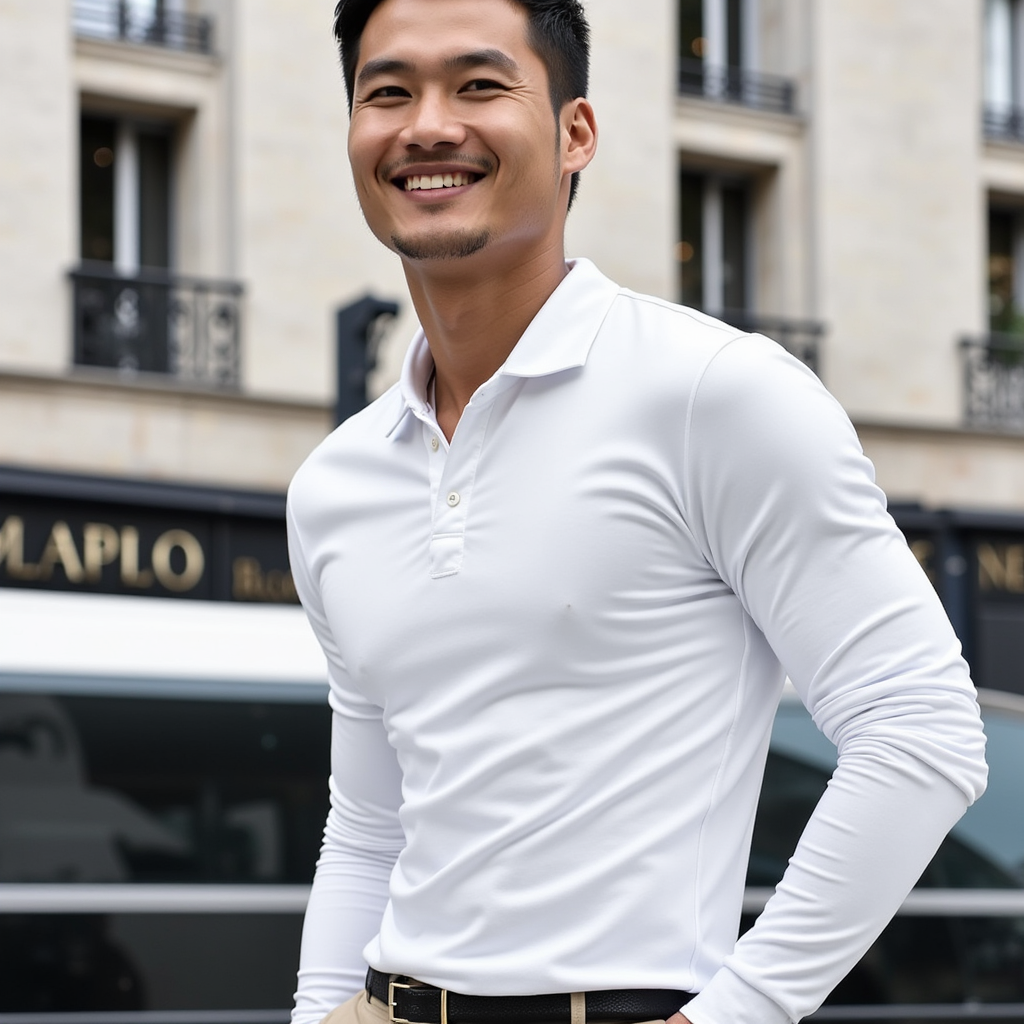 Casual long-sleeved polo shirt