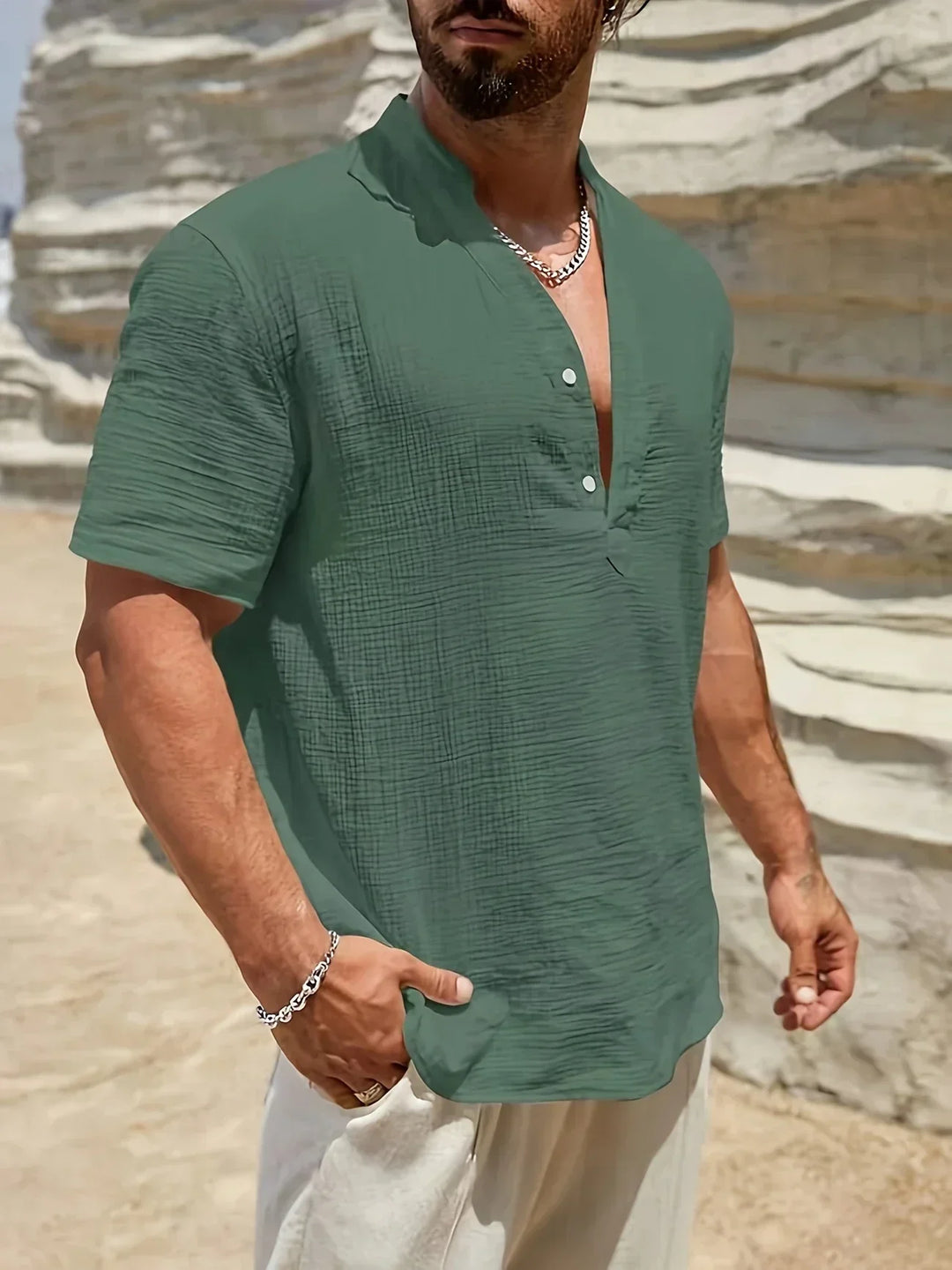 Lightweight Fashion | Elegant Stand-Up Collar Summer Shirt
