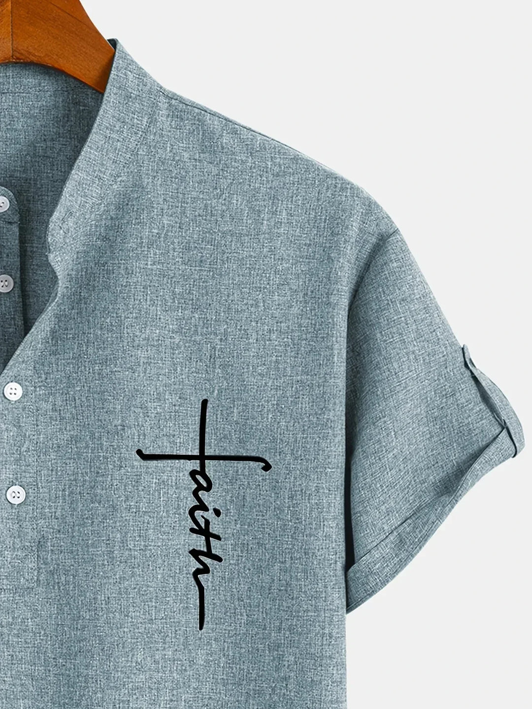 Light Mode | Stylish short-sleeve stand-collar shirt