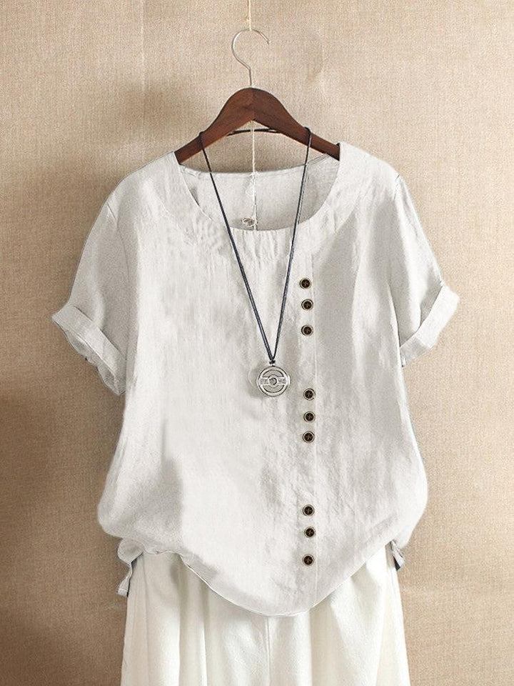 Mode Lumiére™ | Bianca Button-Placket Airy Blouse