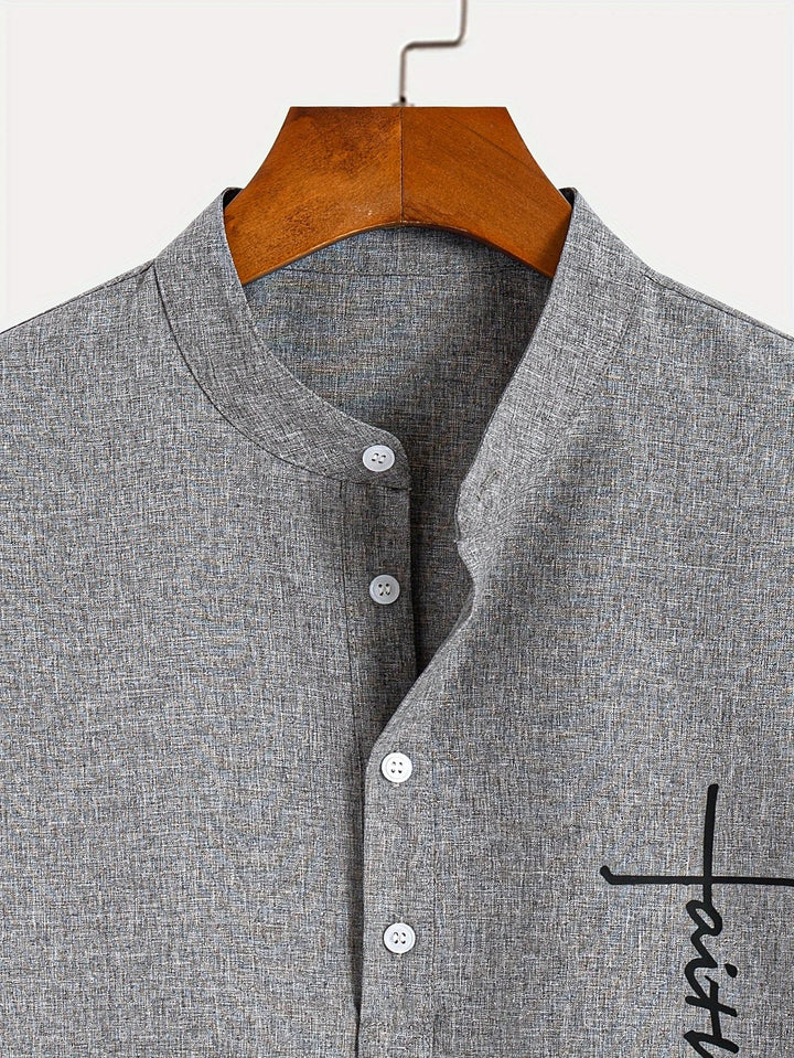 Light Mode | Stylish short-sleeve stand-collar shirt