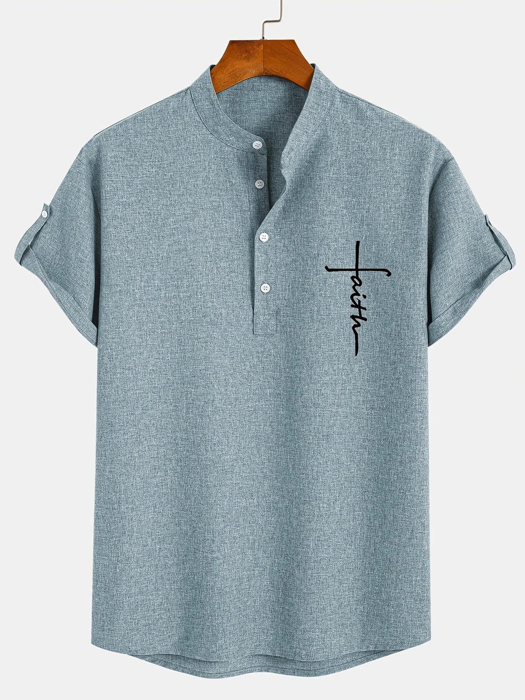 Light Mode | Stylish short-sleeve stand-collar shirt