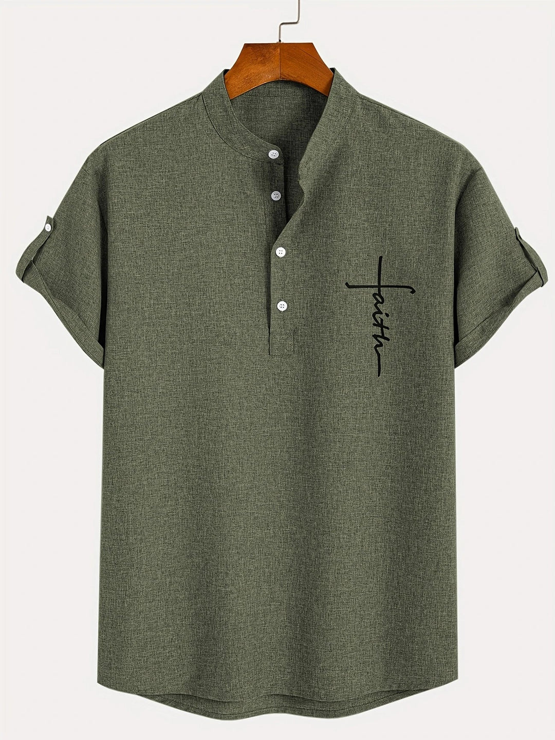 Light Mode | Stylish short-sleeve stand-collar shirt