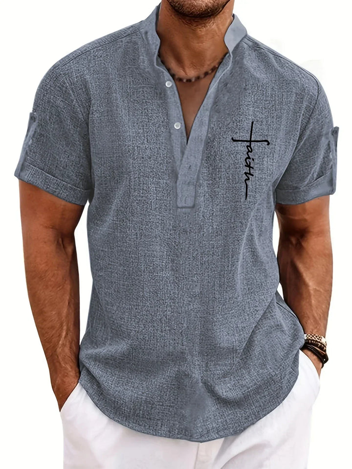 Light Mode | Stylish short-sleeve stand-collar shirt