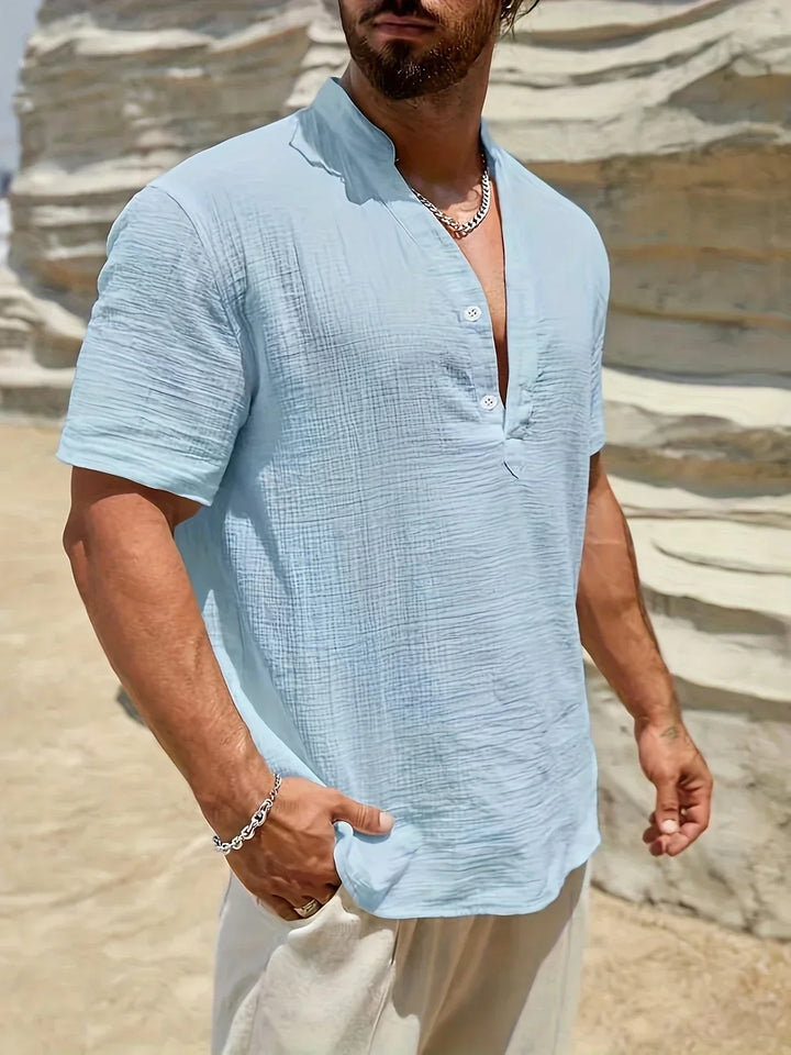 Lightweight Fashion | Elegant Stand-Up Collar Summer Shirt