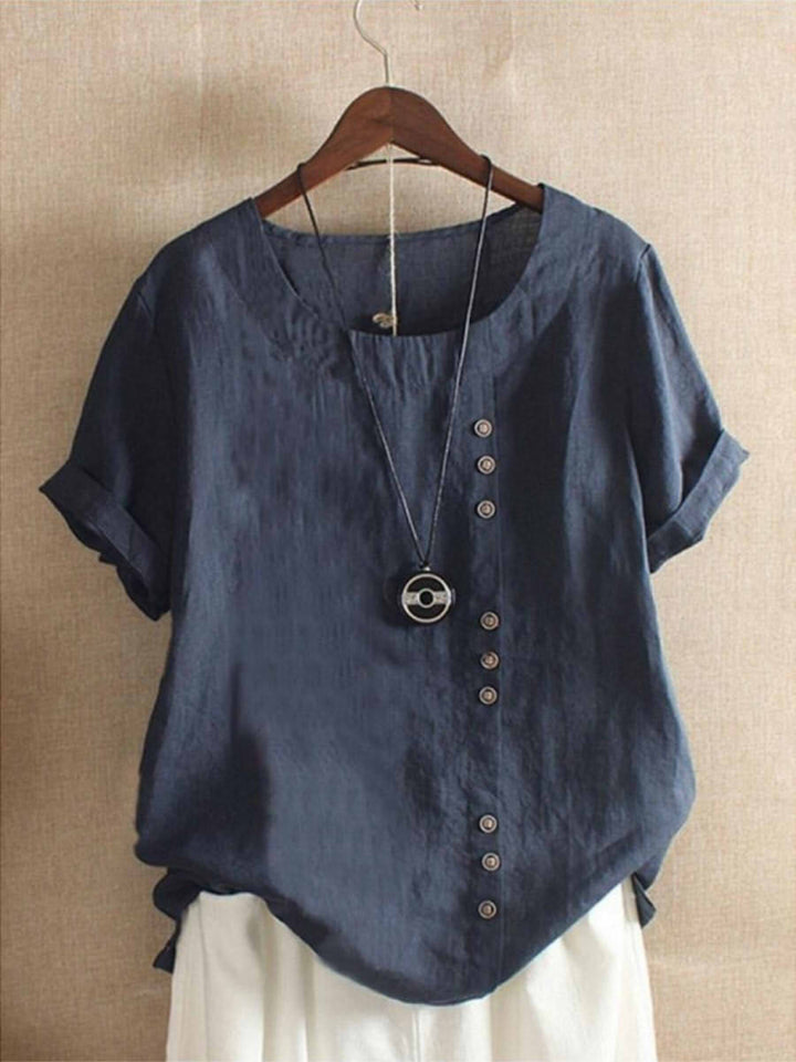 Mode Lumiére™ | Bianca Button-Placket Airy Blouse