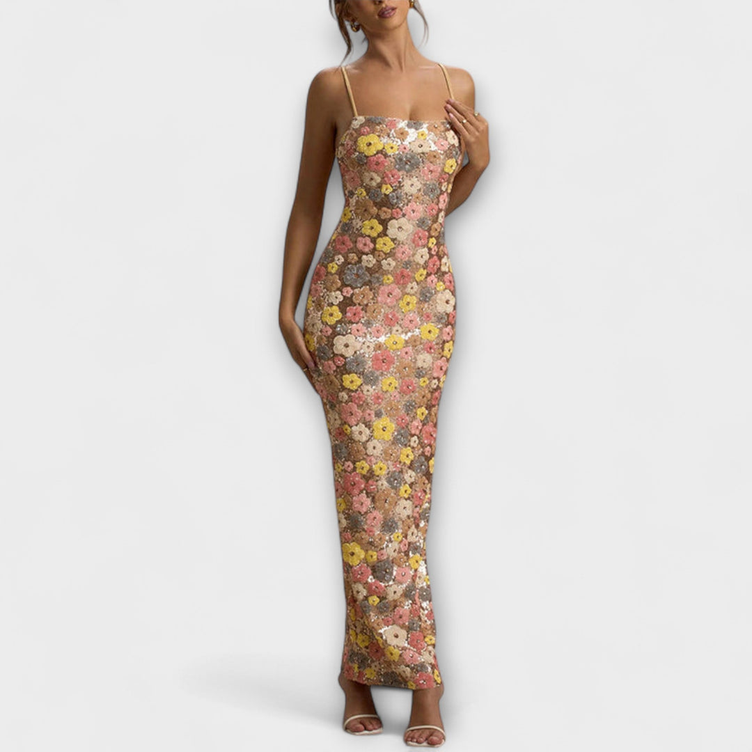 Oakley - 80s Floral Sequin Maxi Dress