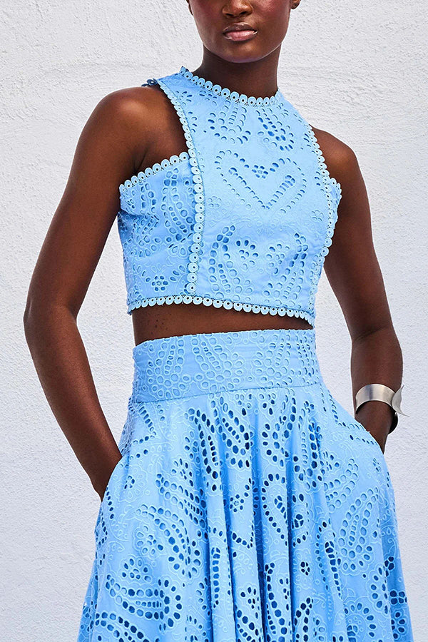 Larissa™ Set: Embroidered Top and High-Waisted Maxi Skirt