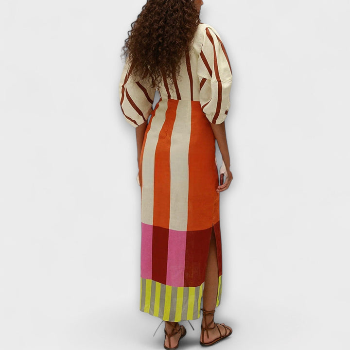 Kaya - Maxi dress with scoop neck and puff sleeves