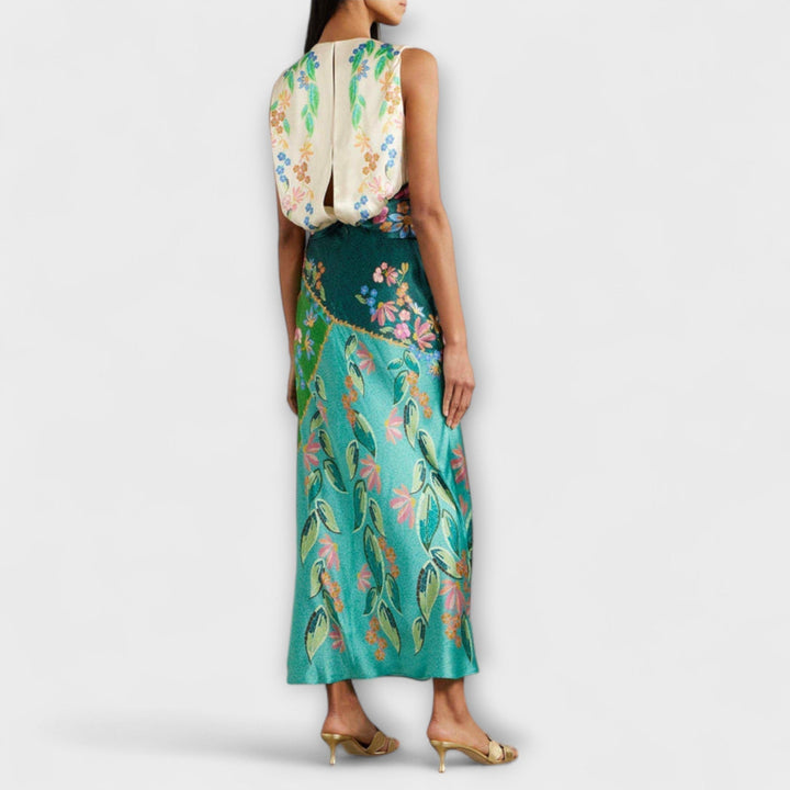 Aisling - Elegant Maxi Dress with Ruffles and Floral Pattern