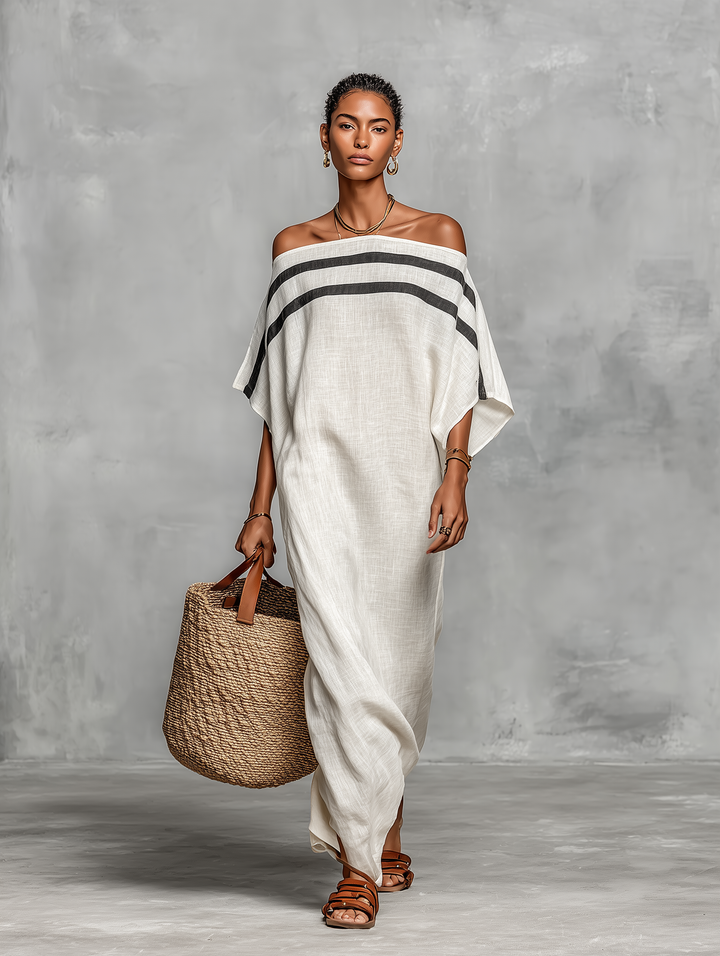 Sophie | Off-the-Shoulder Linen Maxi Dress