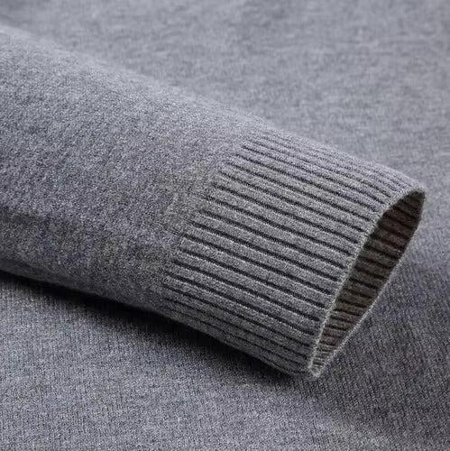 Cashmere sweater with knit collar