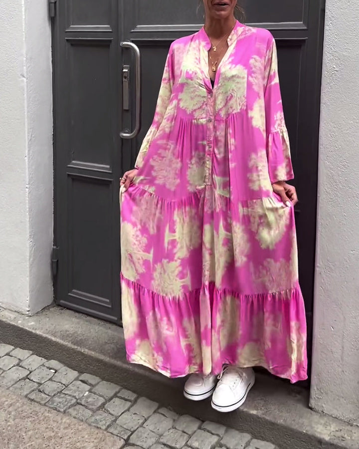 Giavanna | Printed Casual Flared Sleeve Maxi Dress