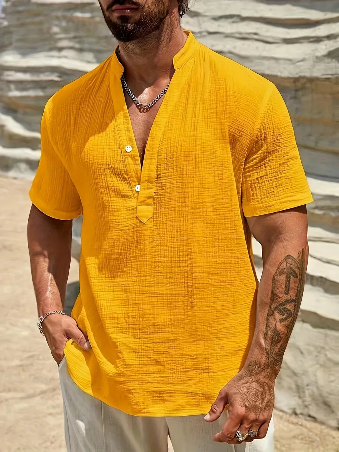 Lightweight Fashion | Elegant Stand-Up Collar Summer Shirt