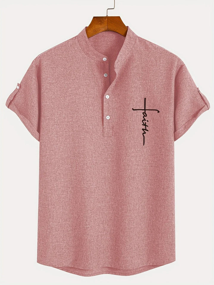 Light Mode | Stylish short-sleeve stand-collar shirt