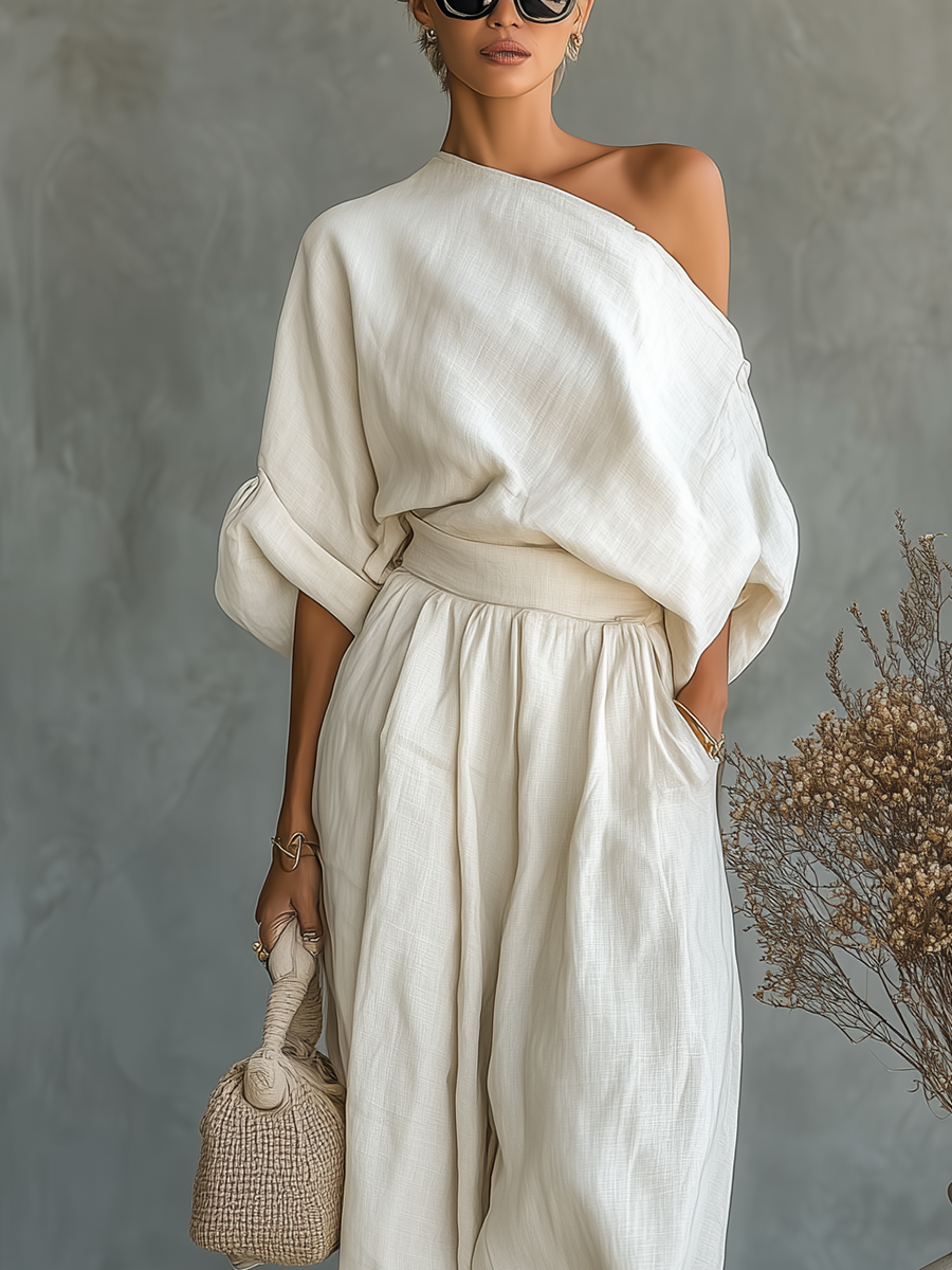 Lisa | Soft Off-the-Shoulder Top and Tapered Pants Set