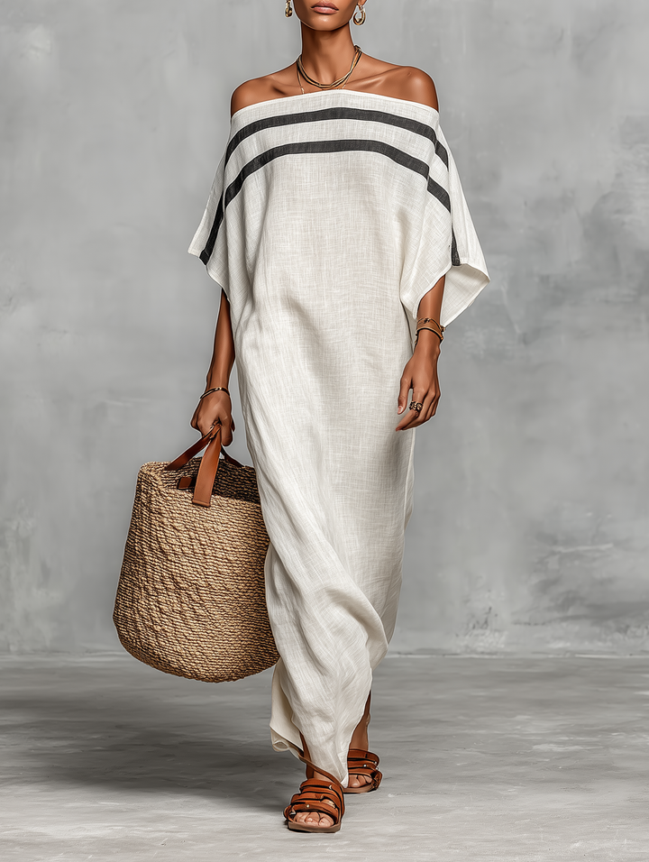 Sophie | Off-the-Shoulder Linen Maxi Dress