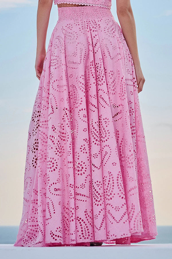 Larissa™ Set: Embroidered Top and High-Waisted Maxi Skirt