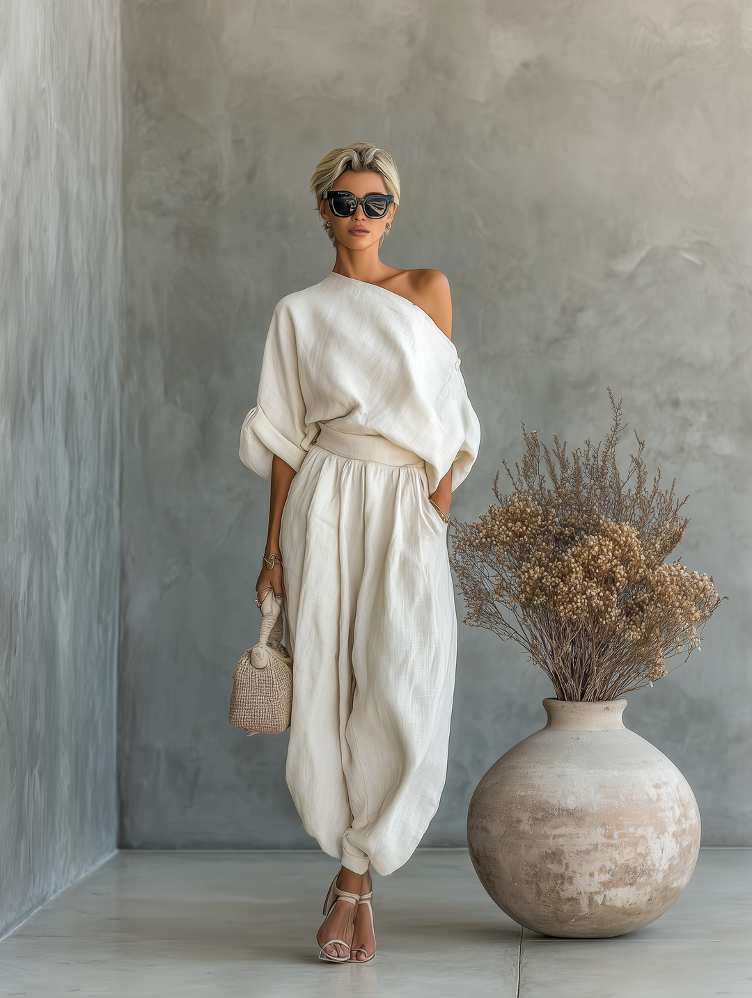 Lisa | Soft Off-the-Shoulder Top and Tapered Pants Set