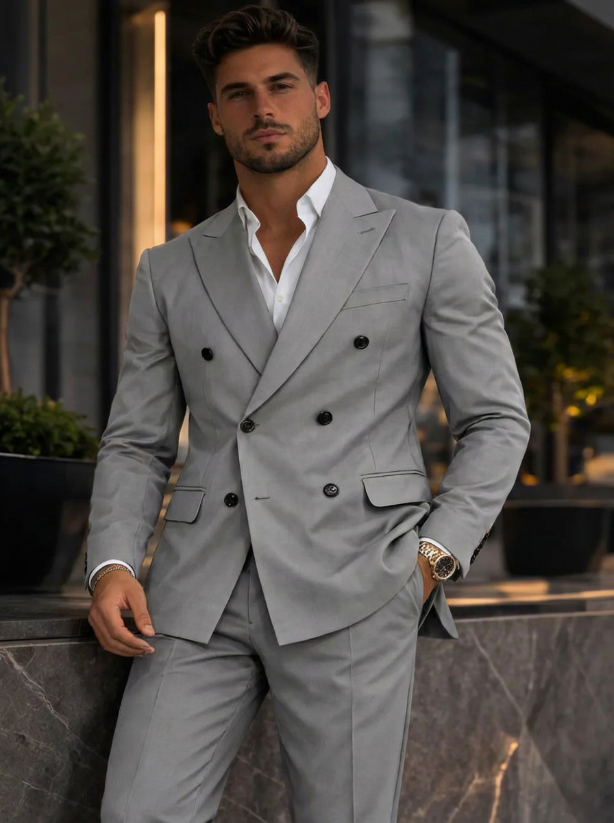 Morden Double-Breasted Tailored Suit