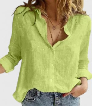 Harper | Scalloped Collar Button-Down Linen Shirt
