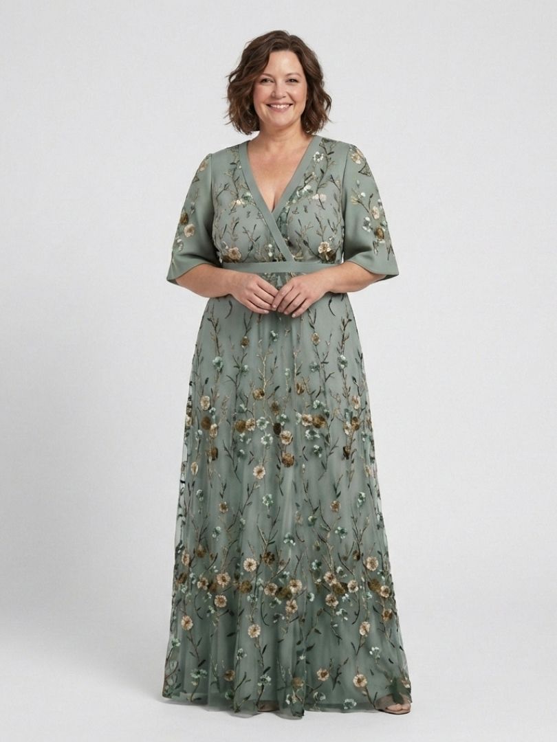 Mode Lumiére™ – V-neck floral maxi dress