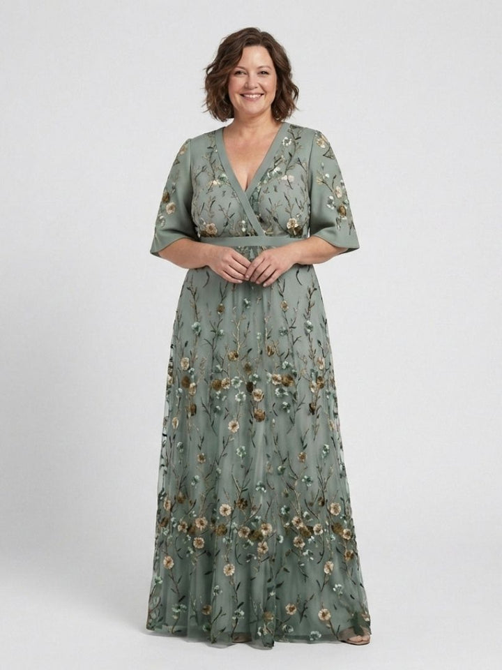 Mode Lumiére™ – V-neck floral maxi dress