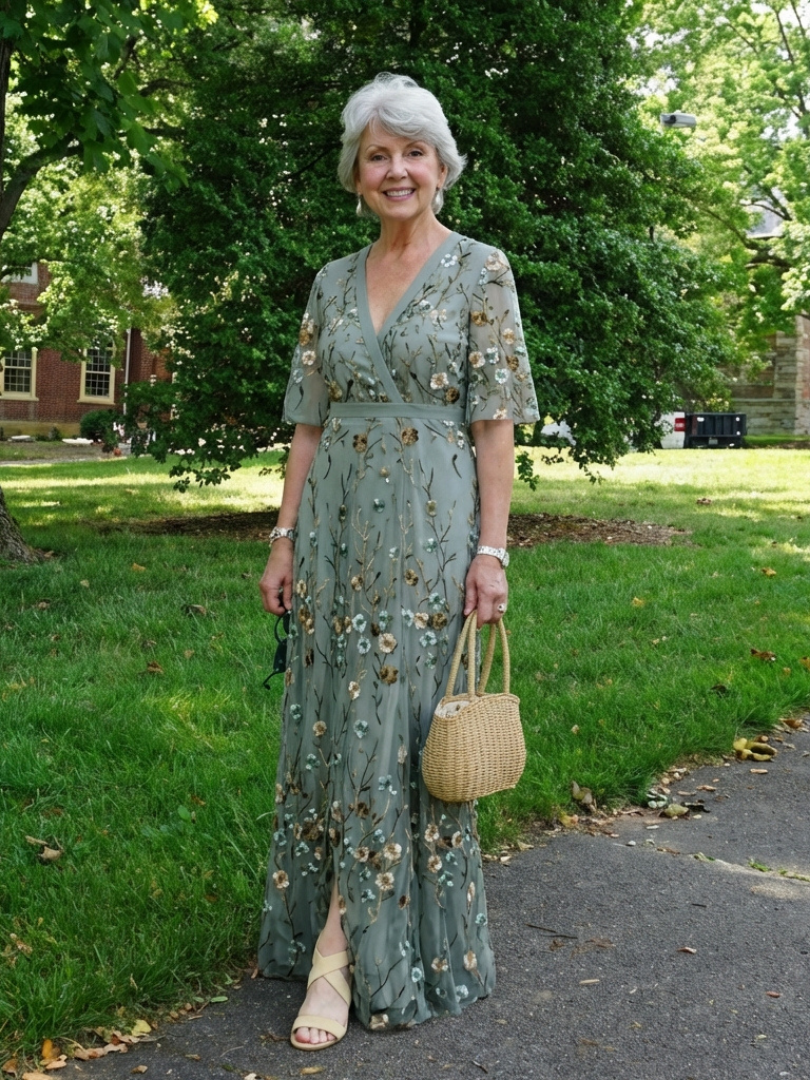 Mode Lumiére™ – V-neck floral maxi dress