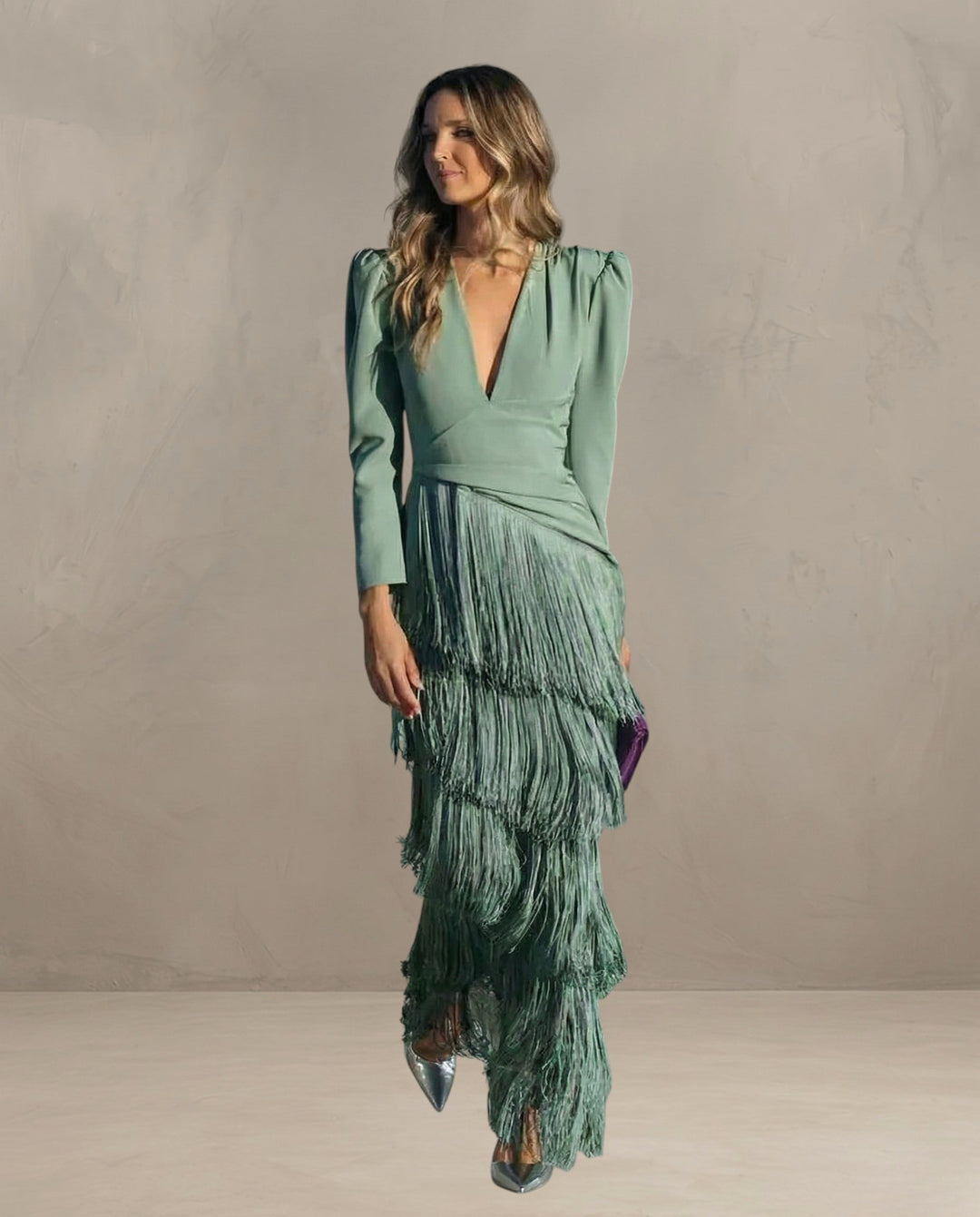 KLARA | ELEGANT DRESS WITH FRINGE SLEEVES