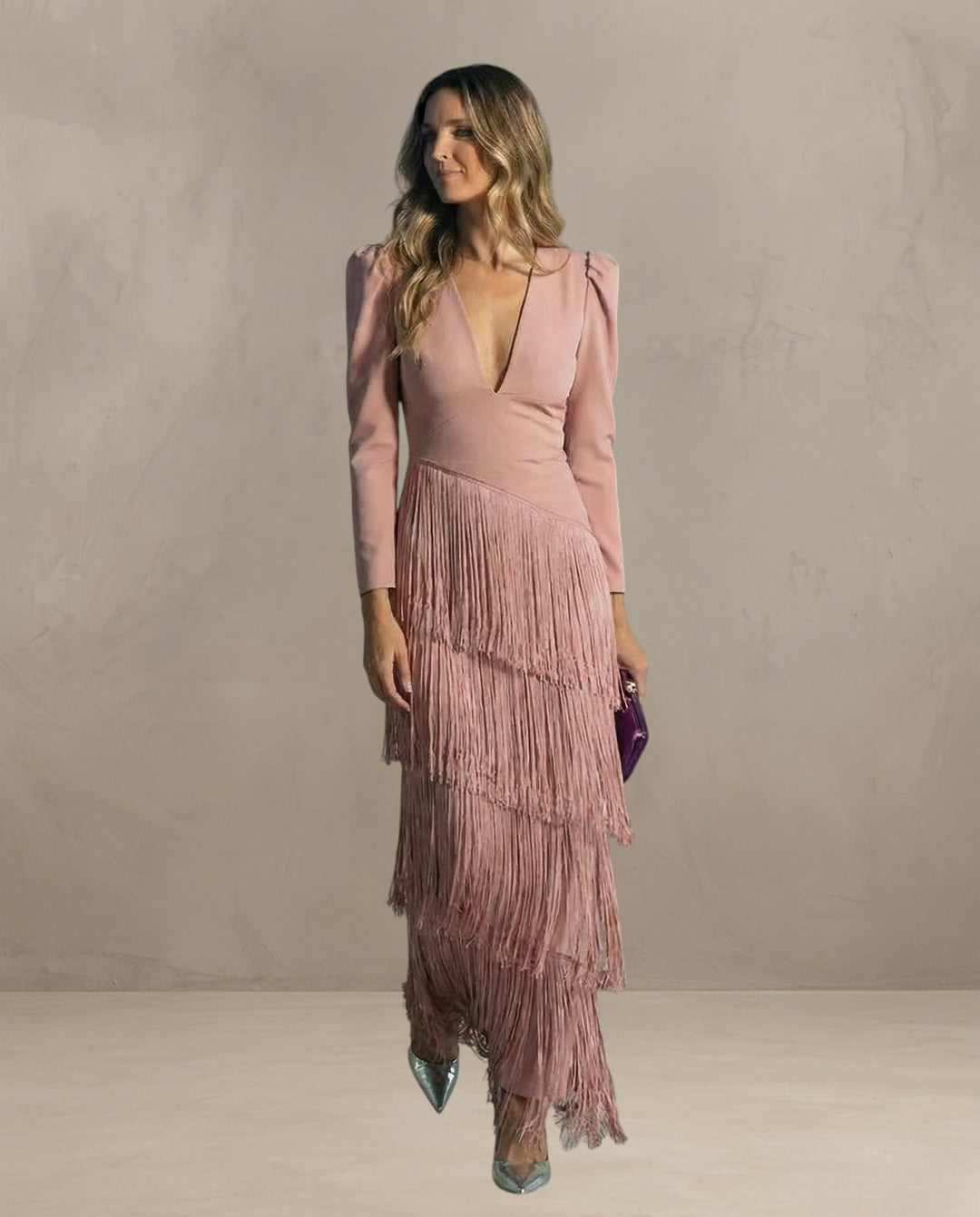 KLARA | ELEGANT DRESS WITH FRINGE SLEEVES