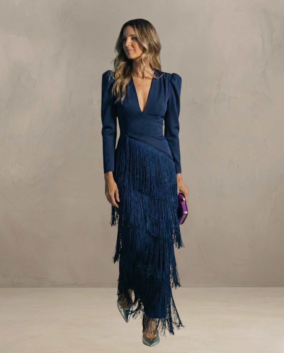 KLARA | ELEGANT DRESS WITH FRINGE SLEEVES