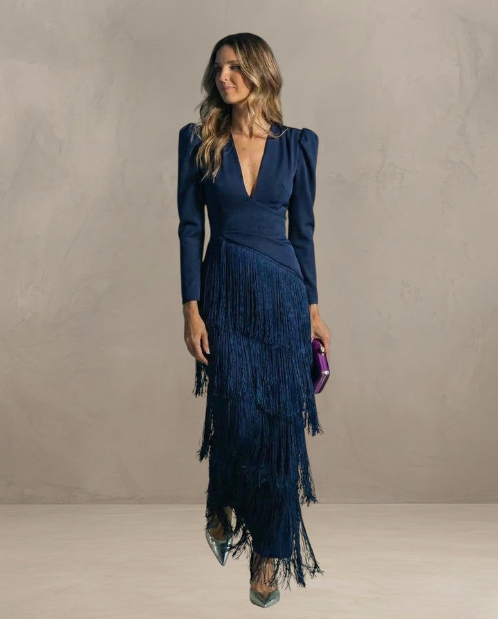 KLARA | ELEGANT DRESS WITH FRINGE SLEEVES