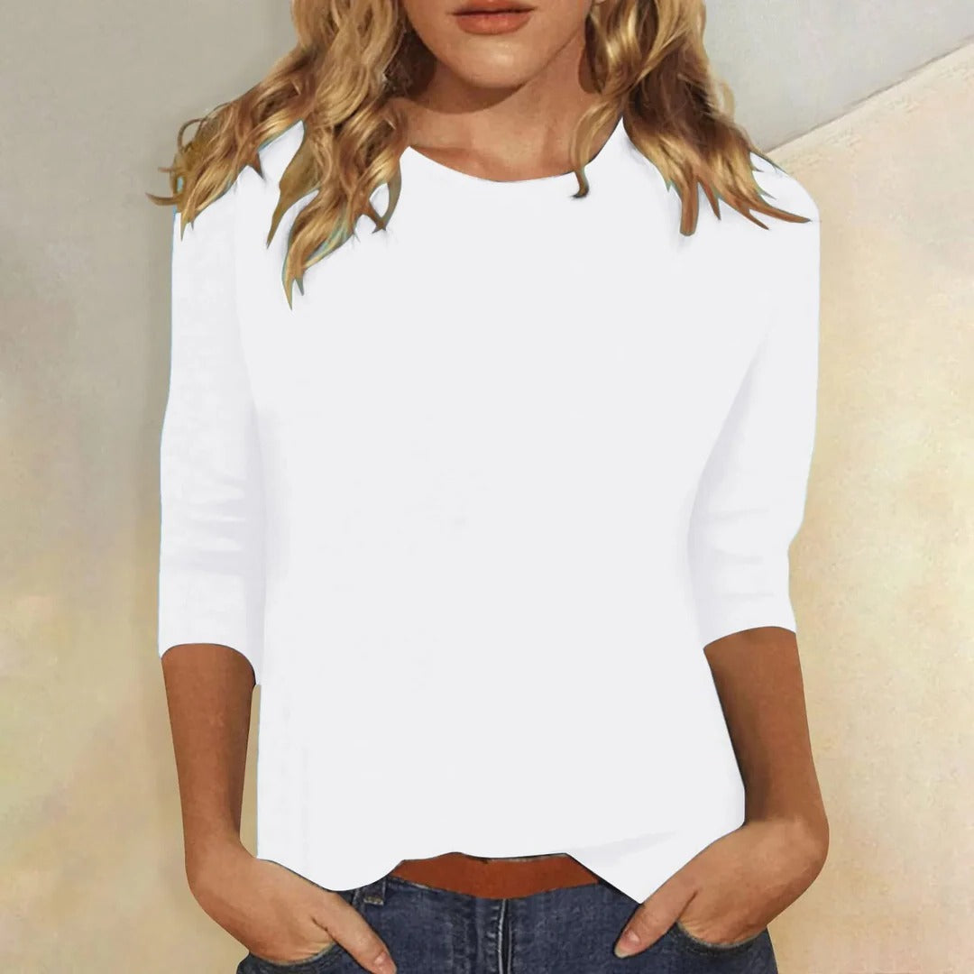 Stella | Round Neck 3/4 Sleeve Top & Relaxed Fit