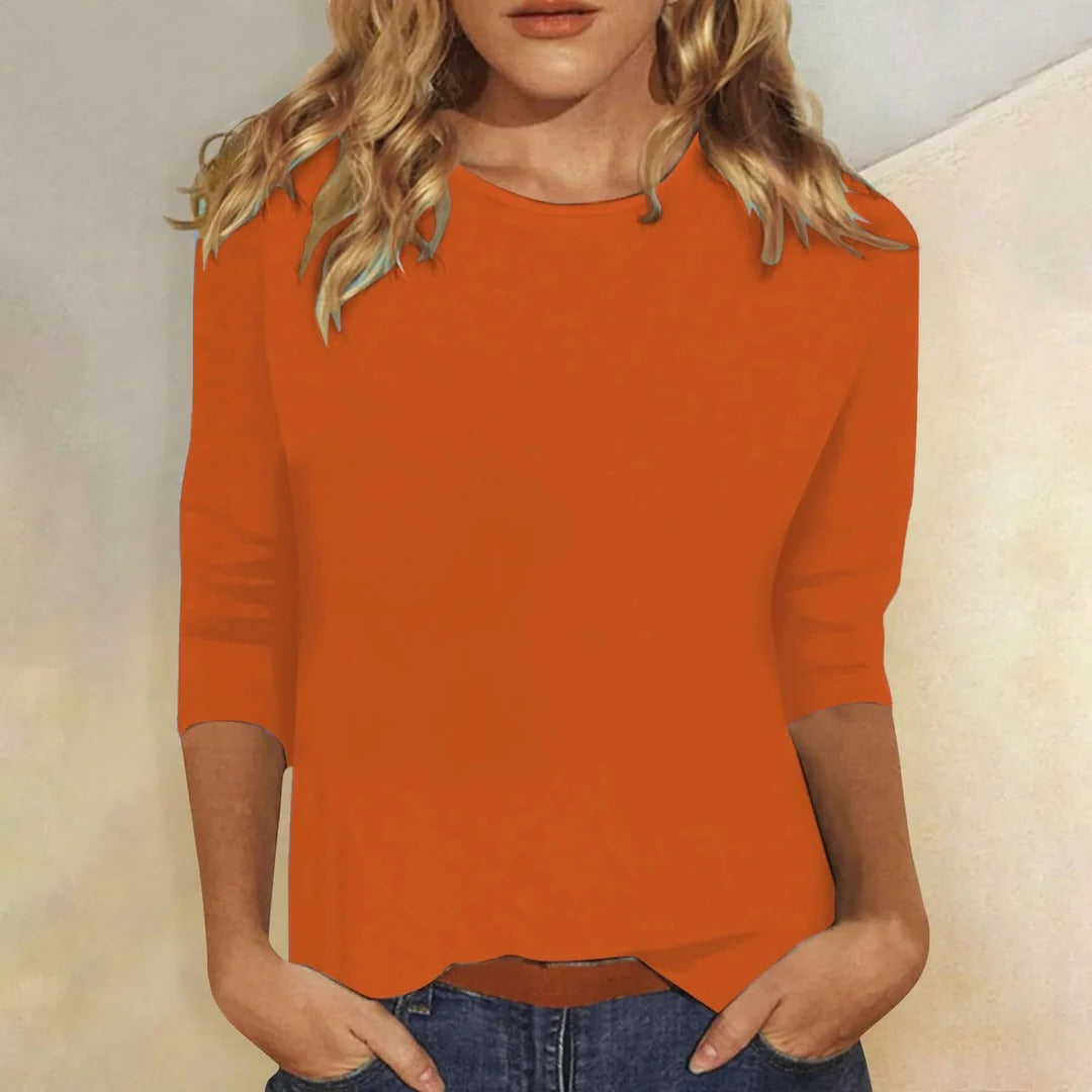 Stella | Round Neck 3/4 Sleeve Top & Relaxed Fit
