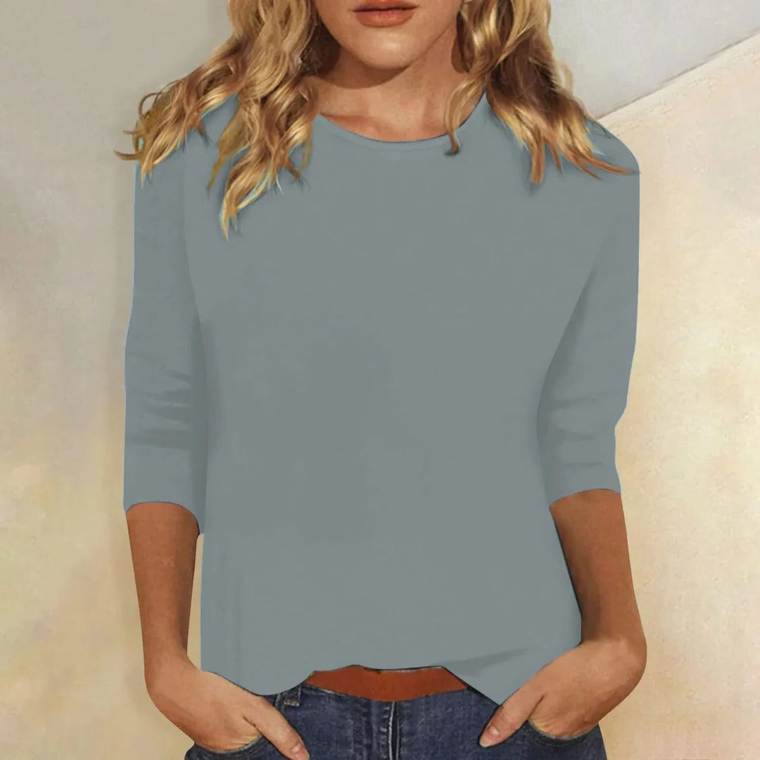 Stella | Round Neck 3/4 Sleeve Top & Relaxed Fit
