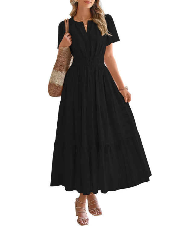 Sophie | Flared Gathered Waist Maxi Dress